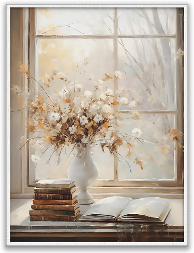 Fall Decor Canvas Print Posters Vintage Light Academia Wall Art Autumn Painting Cozy Fall Autumn Leaves Home Decor 16x24 Unframed