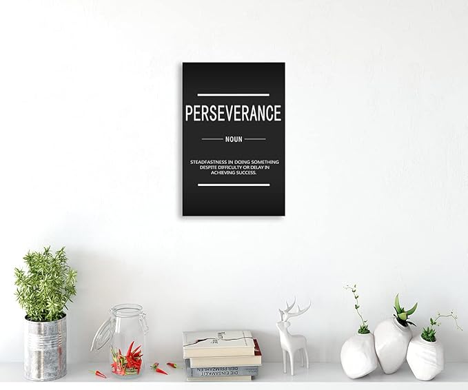 Motivational Canvas Wall Art Perseverance Inspiring Poster Printing Inspirational Entrepreneur Quotes Quotes Poster Artwork Office Frame Decoration Stretching Ready to Hang[12''W X 18''H]
