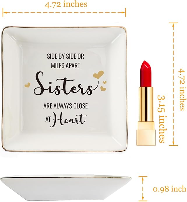 HOME SMILE Ceramic Ring Dish Jewelry Tray for Mom Sister Friends