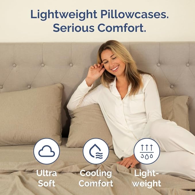 King Pillow Cases Set of 2 - Ultra Soft Hotel Quality Pillowcase Covers - Comfy, Cozy & Wrinkle Free - Shrinkage and Fade Resistant - Machine Washable Pillow Protectors - 2 Piece Set - Heathered Tan