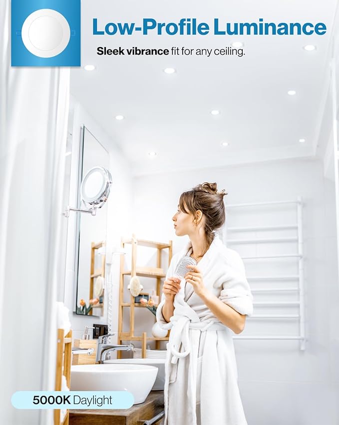 Sunco Lighting 6 Pack 6 Inch Ultra Thin LED Recessed Ceiling Lights, 6000K Daylight Deluxe, Dimmable, 14W, Wafer Thin, Canless with Junction Box