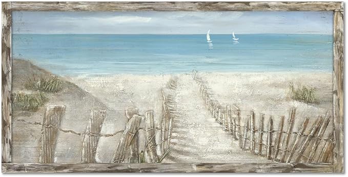 Beach Canvas Print Artwork Coastal Ocean Blue Abstract Seascape Picture Wall Art Painting for Bathroom Office Bedroom(40"*20")