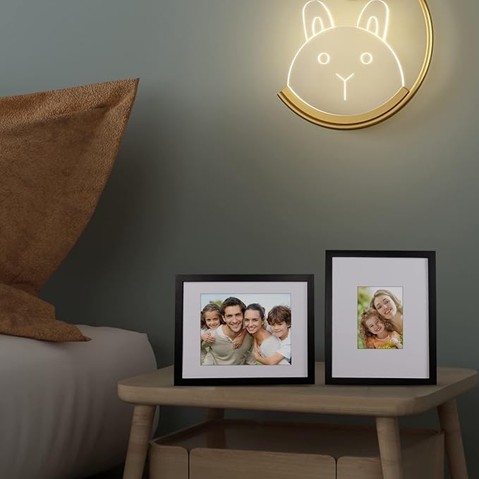 Egofine 11x14 Picture Frames Set of 4, Made of Solid Wood Covered by Plexiglass 5x7 and 8x10 with Mat or 11x14 without Mat, for Table Top Display and Wall Mounting Photo Frame Black