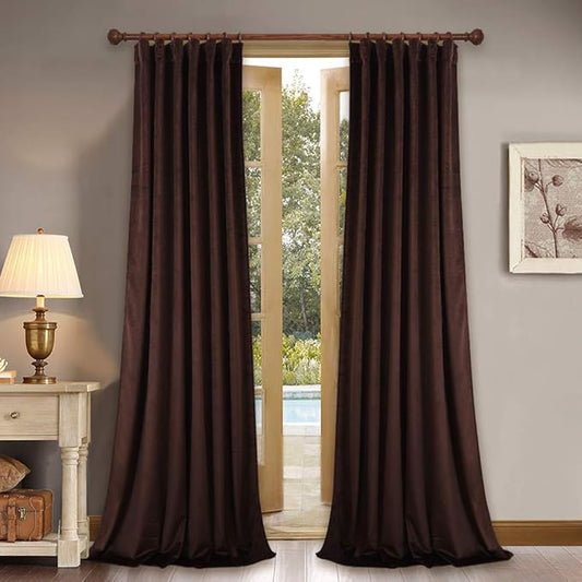 StangH Brown Living Room Curtains 94 inches Long Back Tab Thermal Insulated Blackout Drapes, Elegant Curtain Panels for Cozy & Warm Home Decor, W52 x L94, 2 Panels