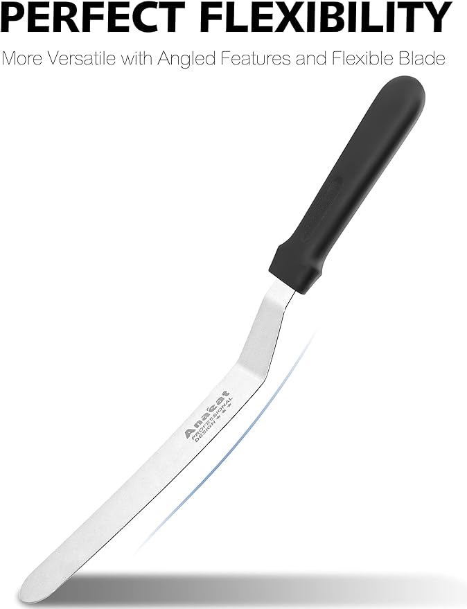 Anaeat Icing Spatula, Professional Cake Angled Offset Spatula with 6" Stainless Steel Blade - Thickened Frosting Knife with Durable Plastic Handle for Cake Decorating, Pastry & Baking