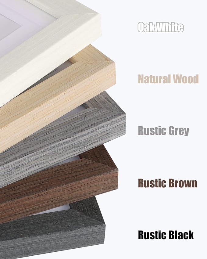 Egofine 8x10 Picture Frames Set of 4, Made of Solid Wood Covered by Plexiglass 4x6 and 5x7 with Mat or 8x10 without Mat, for Table Top Display and Wall Mounting Photo Frame Beige