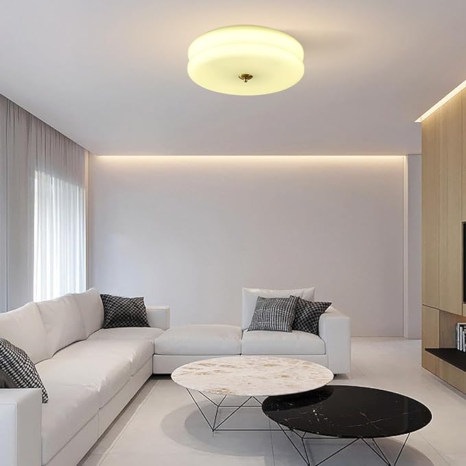 KCO Lighting Mid Century Modern LED Ceiling Lights Mint Green Glass Ceiling Lamp Large Hallway Ceiling Light Nordic Vintage Round Semi Flush Ceiling Light Fixture