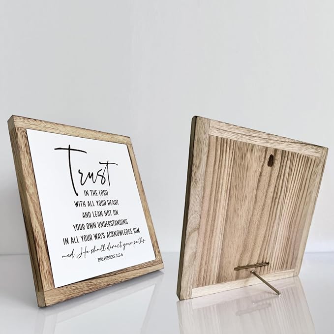 Scripture Sign, Proverbs 3:5-6 Sign, Trust In the Lord with All Thine Heart Sign, Wooden Plaques Box Signs, Bible Verse Wood Sign, Scripture Tabletop Decor, Christian Wooden Box Sign Desk Decor