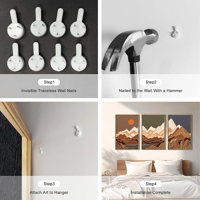 IARTTOP Large Mountain Framed Canvas Wall Art 16x24 Inch Set of 3 Abstract Mountain Woodcut Wall Decor for Living Room Bedroom Office