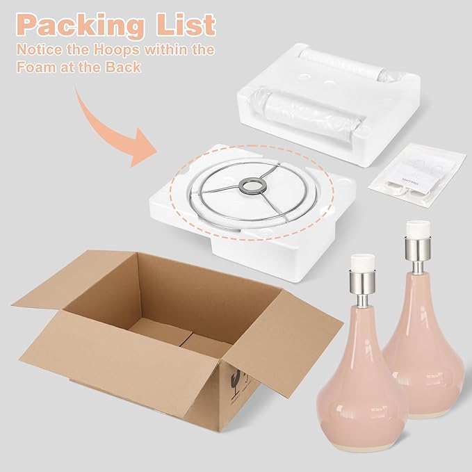 Seealle Modern Pink Table Lamps Set of 2 - Bedroom Lamps for Nightstand,19.4" Bedside Pink Lamp for Girls Room Living Room with Rocker Swtich