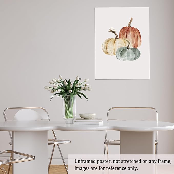 PumpkinWall Art pumpkin Canvas prints posters Rustic fall print Pumpkin Watercolour painting Fall decor Fall wall decor 16x24 Unframed