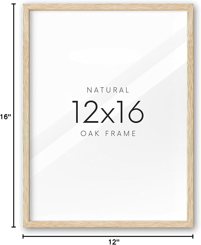 UPWOIGH 12x16 Oak Wood Picture Frame - Minimalist 12x16 Poster Frame, 12"x16" Picture Frame Wood, Natural Solid Wooden Picture Frames for Wall Art Photo and Prints (Set of 3)