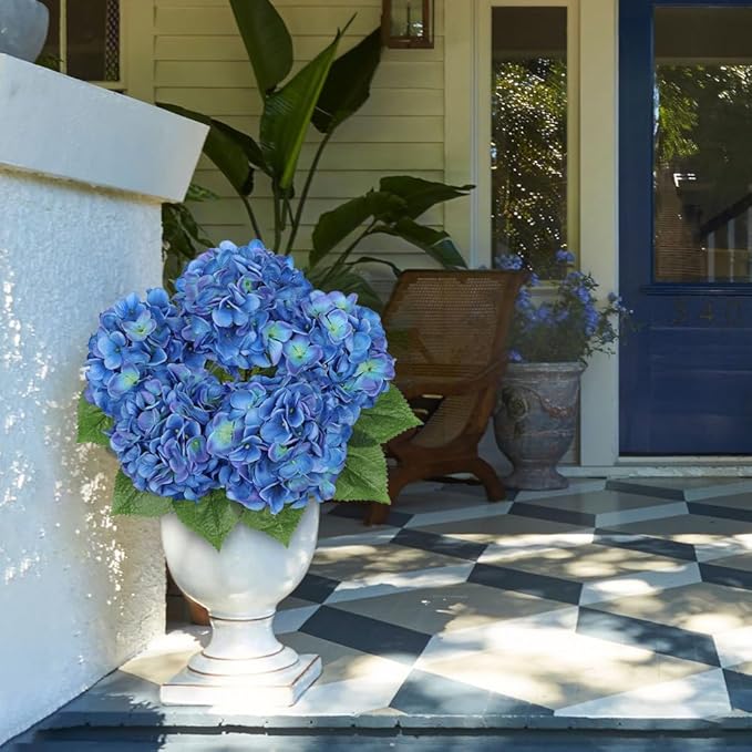 Hydrangea Artificial Flowers Large Artificial Dark Blue Hydrangeas Silk Flower for Home Decor Indoor Wedding Flower Bouquets Faux Flowers Kitchen Centerpiece Table Decorations