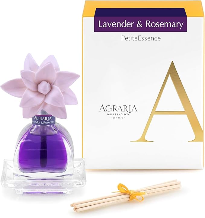 AGRARIA PetiteEssence Flower and Reed Diffuser Set, Hand Crafted Sola Flower Botanical Home Fragrance Set, Scented Oil Gift for All Occasions