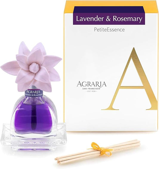 AGRARIA PetiteEssence Flower and Reed Diffuser Set, Hand Crafted Sola Flower Botanical Home Fragrance Set, Scented Oil Gift for All Occasions