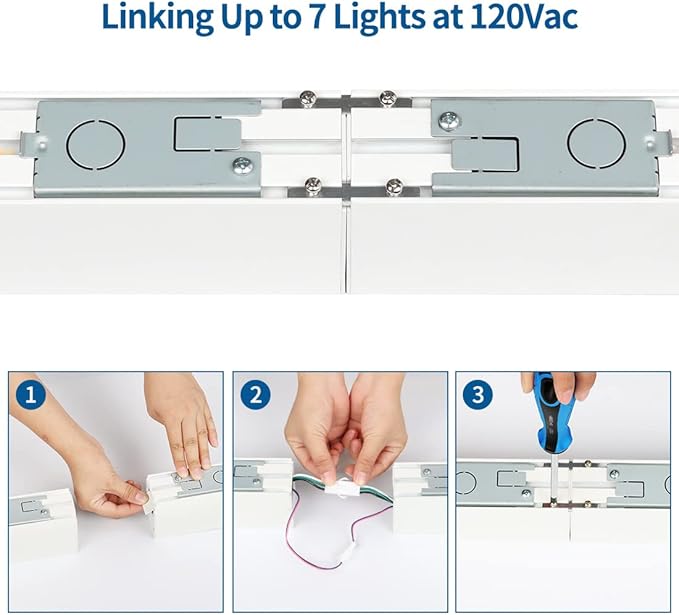 DAKASON 4FT Linkable LED Linear Light, 35W Down 15W Up Light, 3/4/5000K CCT Selectable, Commercial Linear Lighting Fixture for Office, Dimmable Suspended Lighting for School, Market, 4Pack White
