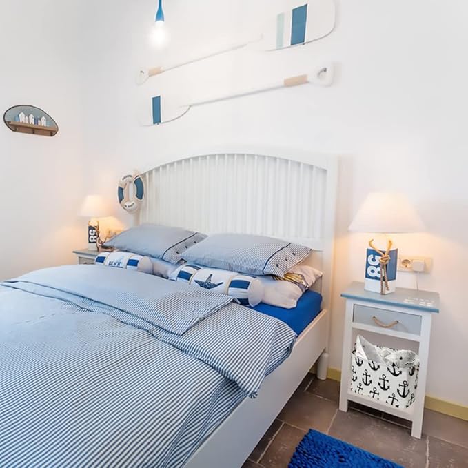 CLOCOR Rectangular Storage Basket,Collapsible Cute Pattern Storage Bin,Waterproof Coating Storage Box with Handles ,Gift Baskets, Shelf Basket (Anchor)