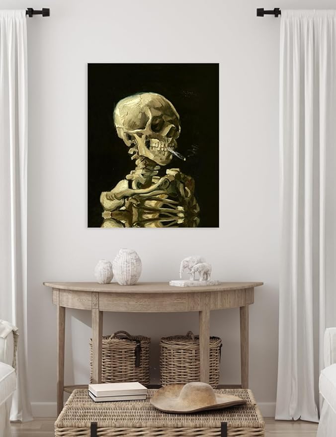 DECORARTS - Head of a Skeleton with a Burning Cigarette. Vincent Van Gogh Reproductions. Giclee Print for Wall Decor. 24x30
