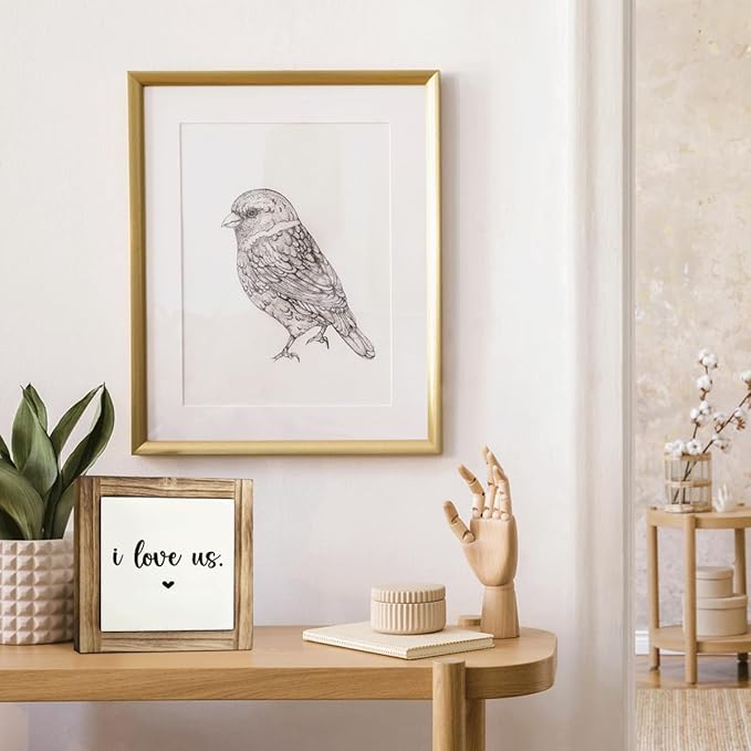 Home Decor Signs, Love Quote Wood Signs, Family Room Decor, Decorative Wooden Box Sign, Living Room Decoration for Shelf, Housewarming Gift, I Love Us Sign, 5.9×5.9 inches
