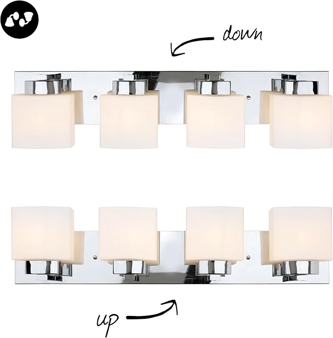 Design House Dove Creek Bathroom Light Fixtures - Traditional 4-Light Vanity Lights for Bathroom - Dimmable Vanity Lights with Frosted Glass – Polished Chrome, 589671
