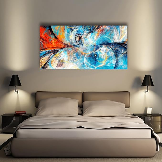 Blue Abstract Smart Line Pictures Canvas Wall Art for Living room Bedroom Wall Decor, Smart Line Wall Art Print Paitnings for home Decor,Morden Artwork Line Drawing Full of Imagination Canvas Art