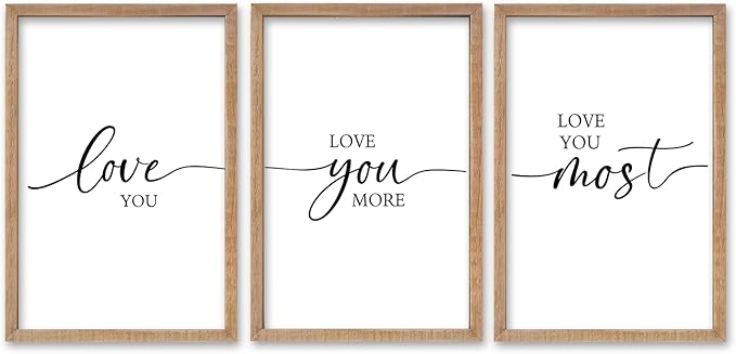 SRSZHIYUE I Love You More Most Wall Decor I'll Keep Choosing You Sign 16"×11" Set of 3 Framed Wood Above Over Bed for Master Bedroom Hanging Decoration (Wood)