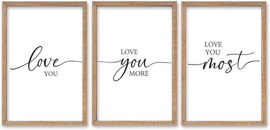 SRSZHIYUE I Love You More Most Wall Decor I'll Keep Choosing You Sign 16"×11" Set of 3 Framed Wood Above Over Bed for Master Bedroom Hanging Decoration (Wood)