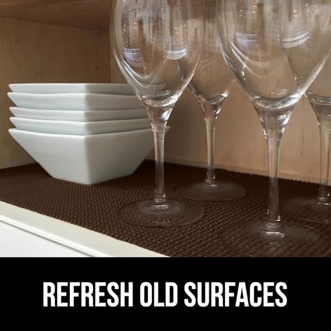 GORILLA GRIP powerGRIP Drawer Shelf and Cabinet Liner, Thick Strong Hold, Non-Adhesive Liners Protect Kitchen Cabinets and Cupboard, Bathroom Drawers, Easy Install, Breathable Mat, 20" x30', Chocolate