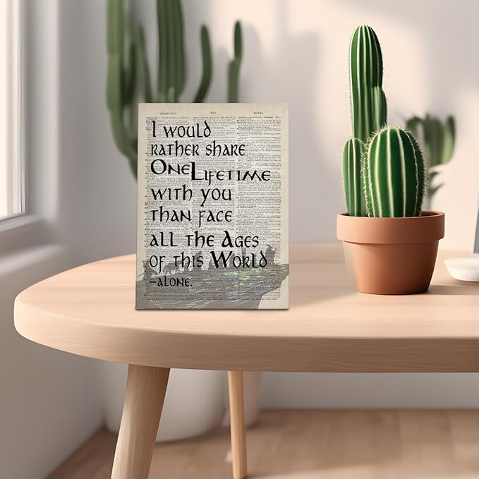 Lord of the Rings Gifts: Framed 'I Would Rather Share One Lifetime - Arwen' Poster, 8x10 inch Canvas Wall Art for LOTR Birthday Decor