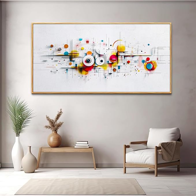 ERQINHUA Abstract Canvas Wall Decor Living Room Boho Wall Art For Bedroom Office Decorations Geometric Paintings Minimalism Wall Pictures Artwork Modern Home Decor Aesthetics Wood Framed 30x60 In