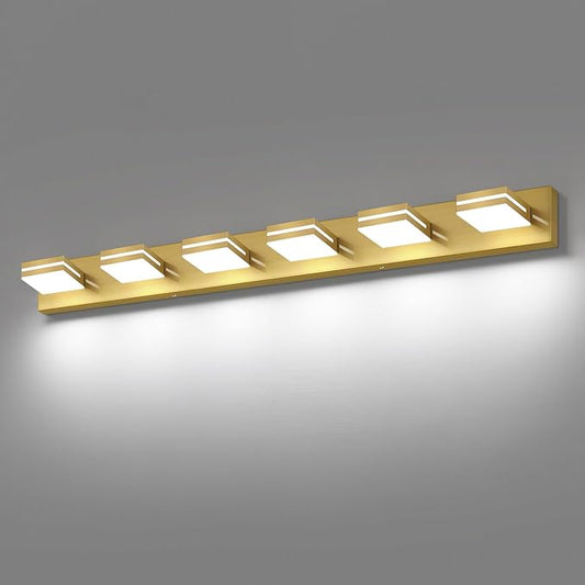 SineRise LED Modern Bathroom Vanity Light Fixtures (6-Light, 48-Inch), Brass Modern Acrylic Bathroom Wall Lighting Fixtures Over Mirror (Cool White 6000K)