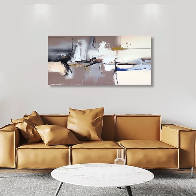 Black and White Ink Abstract Wall Art Print Oil Paintings Abstract Canvas Wall Art for Living room Office Bedroom Modern Brown Pictures Wall Decor Artwork Waterproof Ready to Hang - 20in * 40inch