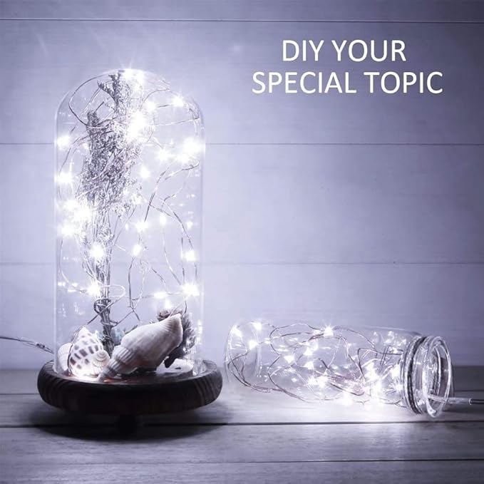 MUMUXI 32 Pack 7.2ft Fairy Lights Battery Operated. 20 LED String Lights Waterproof Silver Copper Wire Starry Firefly LEDs for Wedding Party Jars Christmas Decorations, Cool White