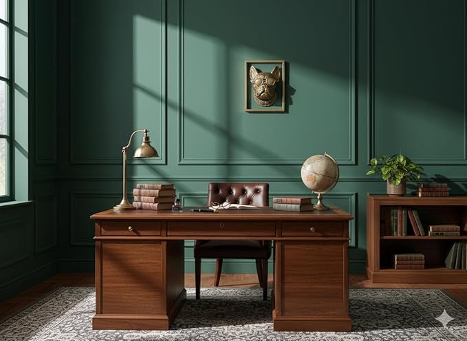 Animal Heads Wall Decor (Includes Metal Frame) Resin Animals Sculptures Head Wall Hanging Decoration Gold vintage Wall Sculpture for Living Room Bedroom Office(Cigar dog)