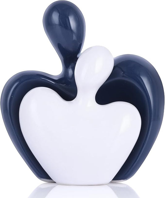 Blue and White Mini Ceramic Couple Sculpture, Romantic Love Decorative Statue, Couple, Blue Home Decor, Suitable for Dresser, Bookshelf, Office, Coffee Table Desktop Decoration.