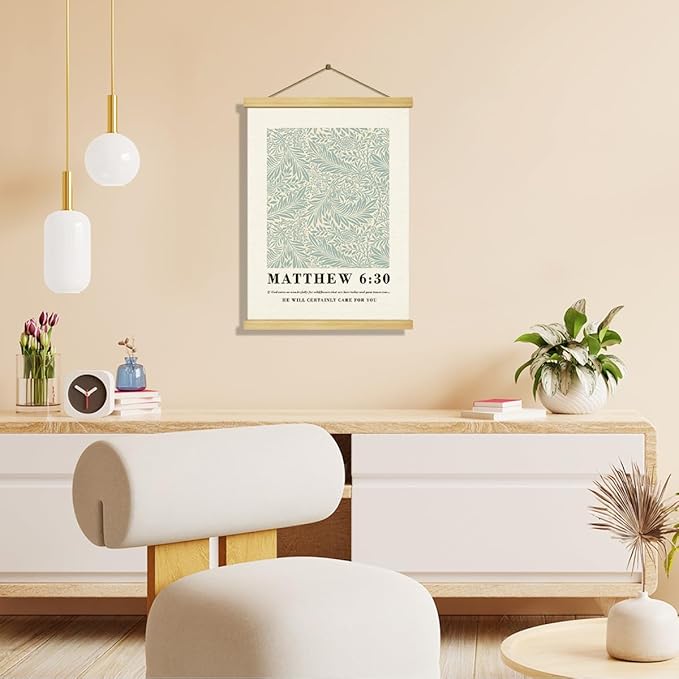 Christian Canvas Poster, Matthew 6:30 Canvas Poster Wood Hanger, Christian Wall Art, Bible Verse Posters, William Morris Prints Decor, Modern Canvass Posters Decors, Home Decor Accent