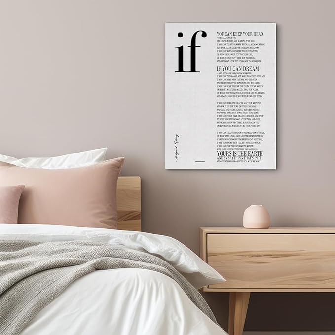 Inspirational Canvas Wall Art If Poem Positive Print Framed Painting Artwork Ready to Hang Modern Home Office Wall Decor 15x11.5 Inches