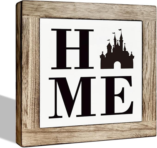 Farmhouse Wooden Box Sign - Freestanding Home Decor for Shelf, Tabletop or Porch