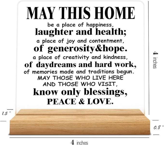 Housewarming Gifts for Women and Men - May This Home Acrylic Desk Sign Decor - Religious House Warming Gift