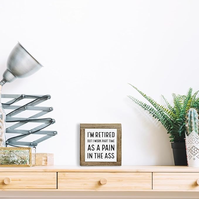 Inspirational Wood Box Desktop, I'm Retired Sign, Retirement Gift For Men Women, Inspirational Wood Box Desktop Decoration, Motivational Gift, Funny Farmhouse Home Office Decor