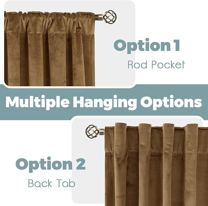 BGment Bronze Brown Velvet Curtains 84 Inch for Bedroom, Thick Thermal Insulated Blackout Curtains Noise Reduce Back Tab and Rod Pocket Window Panels for Living Room, Set of 2 Panels, 52 x 84 Inch