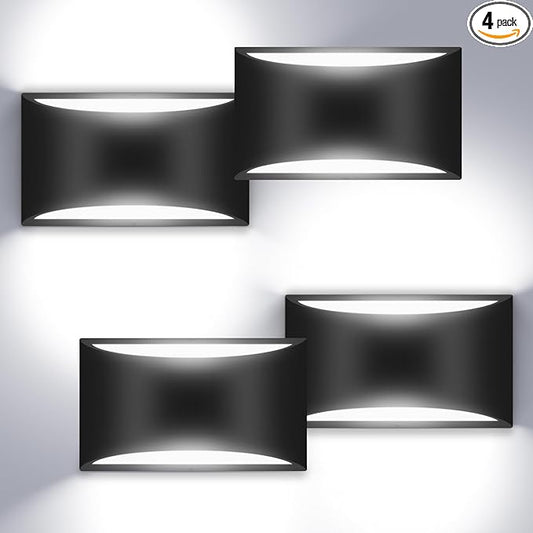 4 Pack Black Modern LED Wall Sconces, 6000K Cool White Hardwired Interior Wall Lights Up and Down Wall Mount Light for Bedroom,Living Room, Hallway(with G9 Bulbs)