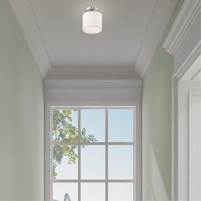 Livex Lighting, 41094-91, Meridian, Semi-Flish, 1 Light, Brushed Nickel