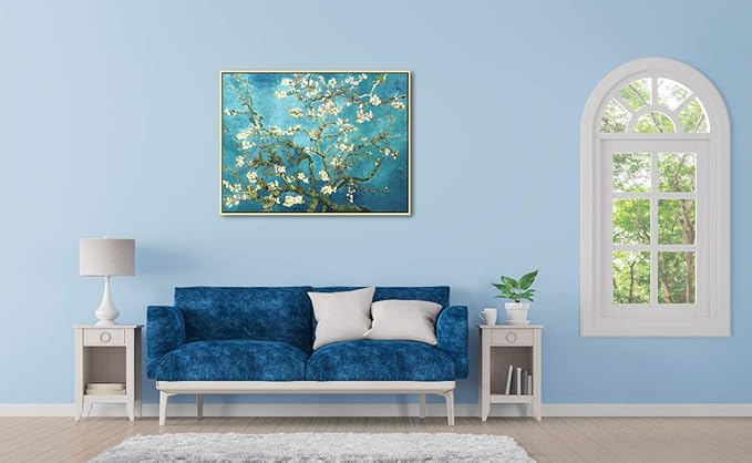Wieco Art Framed Wall Art Giclee Canvas Prints of Almond Blossom by Vincent Van Gogh Paintings Reproduction Abstract Artwork for Wall Decor