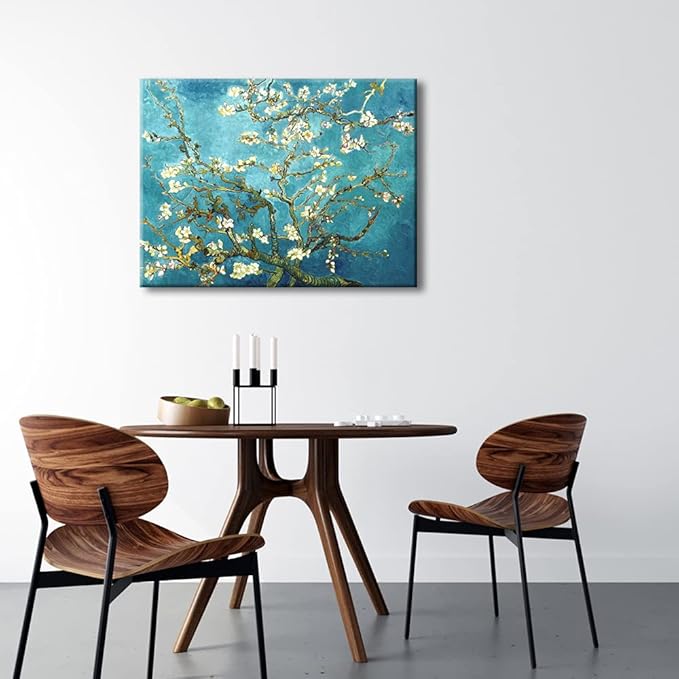Wieco Art Flowers Paintings Canvas Wall Art for Living Room Bedroom Home Office Decorations Large Almond Blossom by Vincent Van Gogh Classic impressionist Floral Canvas Pictures Print Artwork
