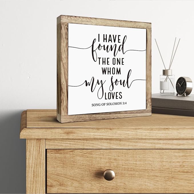 Scripture Sign, Song of Solomon 3:4 Sign, I Have Found the One Whom My Soul Loves, Wooden Plaques Box Signs, Bedroom Decor, Wedding Decoration, Church Decoration, Christian Decor Art, Valentines Day Gift