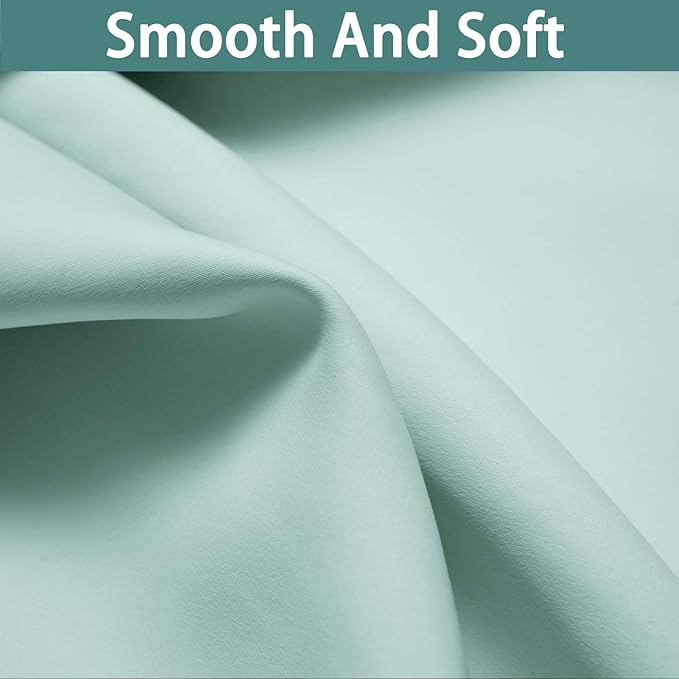 Yakamok 100% Blackout Lined Pair Curtains, Window Treatment Thermal Insulated Soundproof Drapes for Bedroom(52Wx90L, Aqua, 2 Panels)