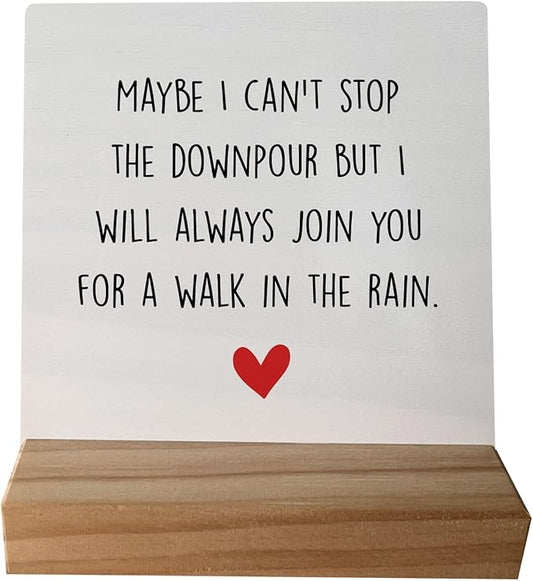Friendship Gifts, Sentimental Gifts for Friend, Cheer Up Gifts Encouragement Gifts, Bestie BFF Gifts, Maybe I Can't Stop the Downpour Friendship Wood Plaque Sign