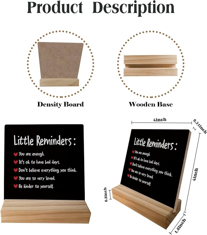 Little Reminders You are Enough Desk Plaque Sign with Stand,Dorm Signs for College Girls, Inspirational Signs Decor for Office Dorm Desk,Back to School Gifts for College Students (Black 2)