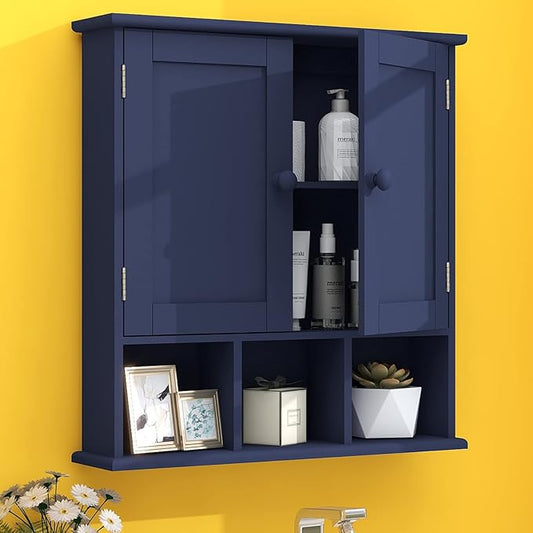 TaoHFE Blue Bathroom Cabinet,Bathroom Wall Cabinet with 2 Door Adjustable Shelves,Over The Toilet Storage Cabinet,Bathroom Cabinet Wall Mounted,Medicine Cabinets Laundry Room Kitchen